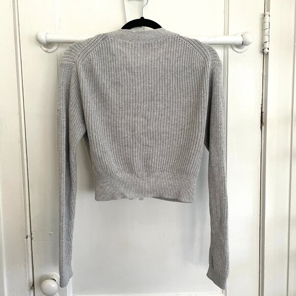 J.Crew Cotton-blend cropped V-neck cardigan sweater | Medium| Heather Dove| NWOT - Picture 5 of 7